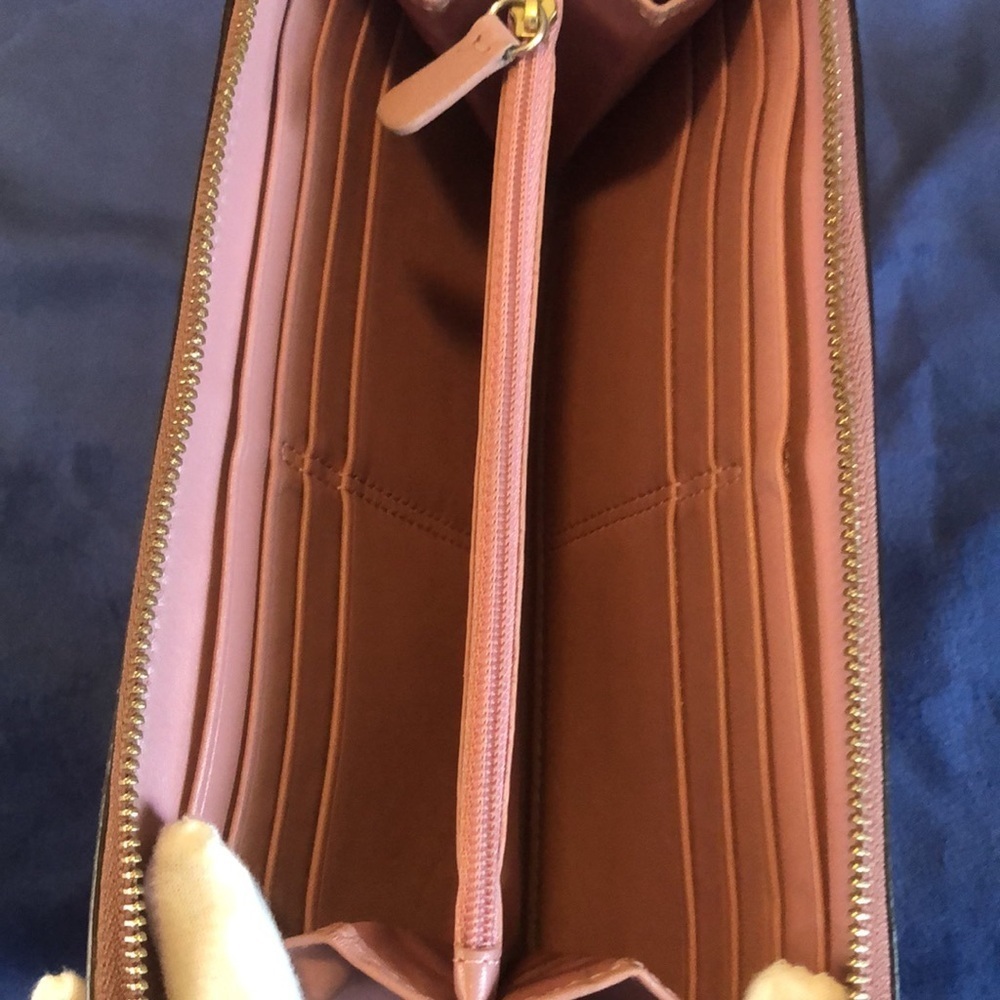 Coach Double Zip Around Wallet Wristlet, Mauve - Picture 9 of 14